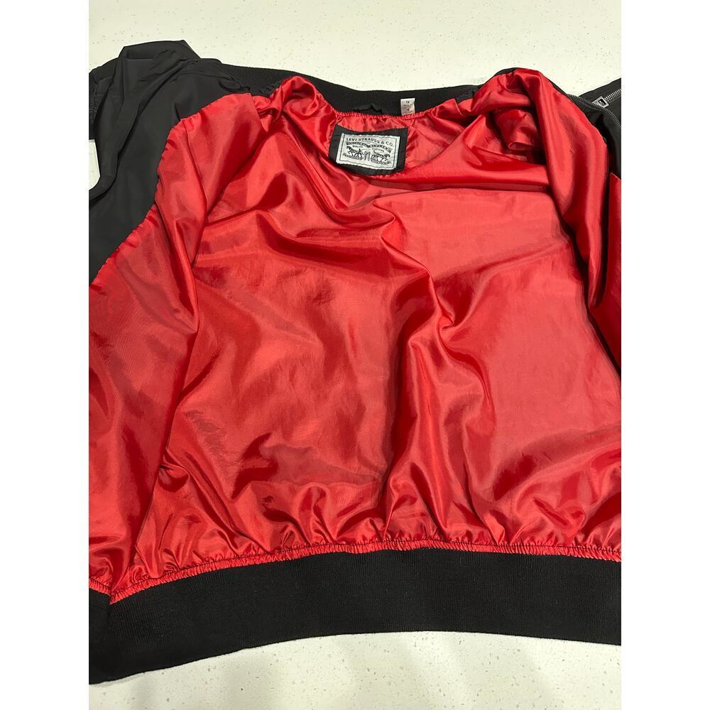 Levi’s Jacket Women’s Black Bomber Biker Elastic Ribbed Zip Melanie Newport 1X - Picture 5 of 14